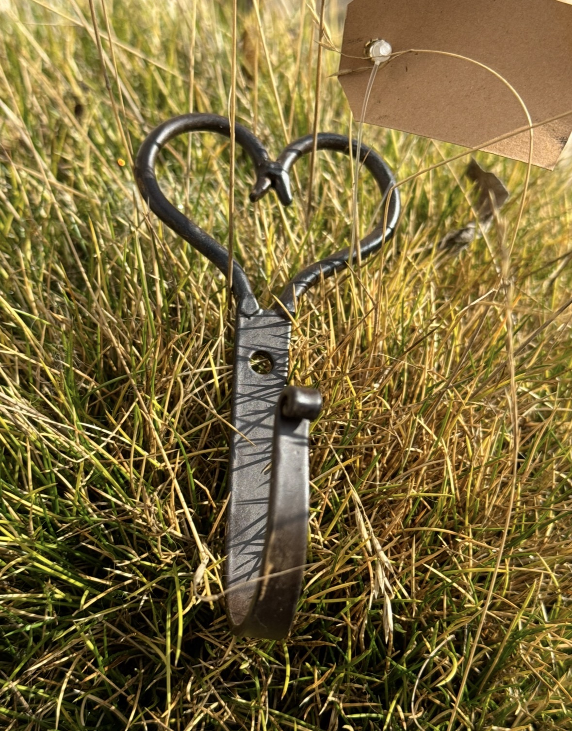 Metall Haken Herzform schlicht für die Wand antikbraun/schwarz - Höhe 10 cm