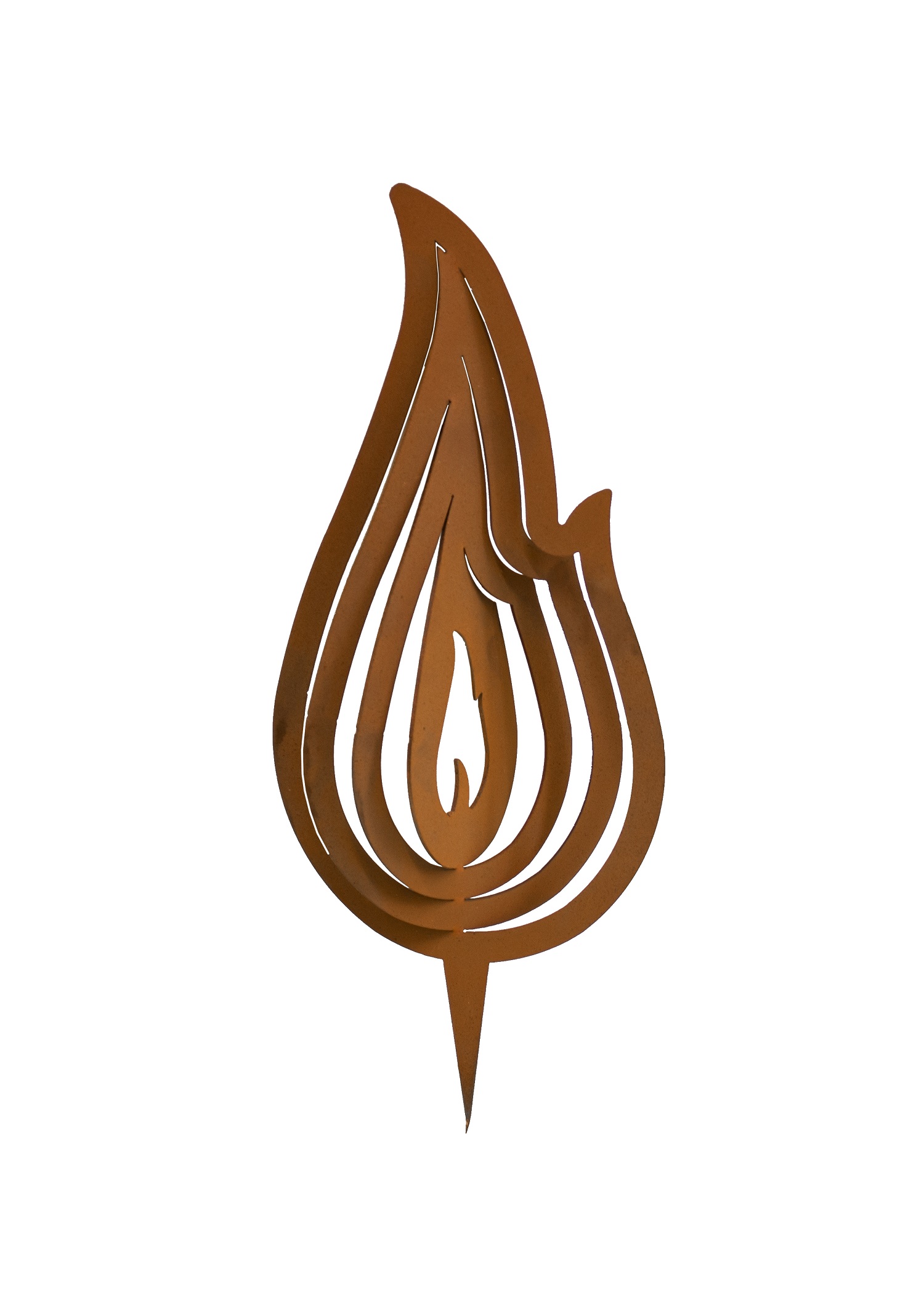 Edelrost Flamme 3D mit Dornspitze - Höhe 30 cm