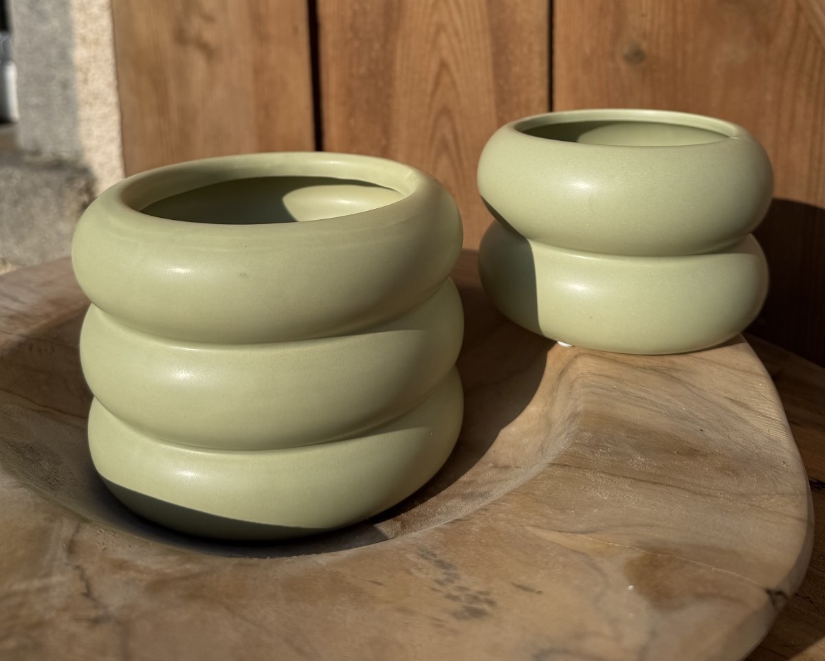 Keramik Übertopf Chubby groß hellgrün - Durchmesser 14,5 cm