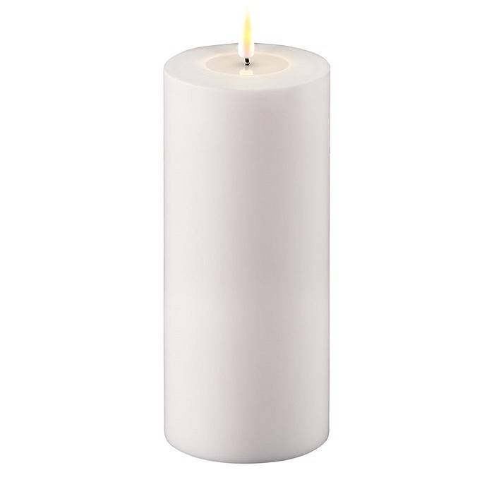 Outdoor LED Stumpenkerze weiß Deluxe Homeart - 10 x 20 cm
