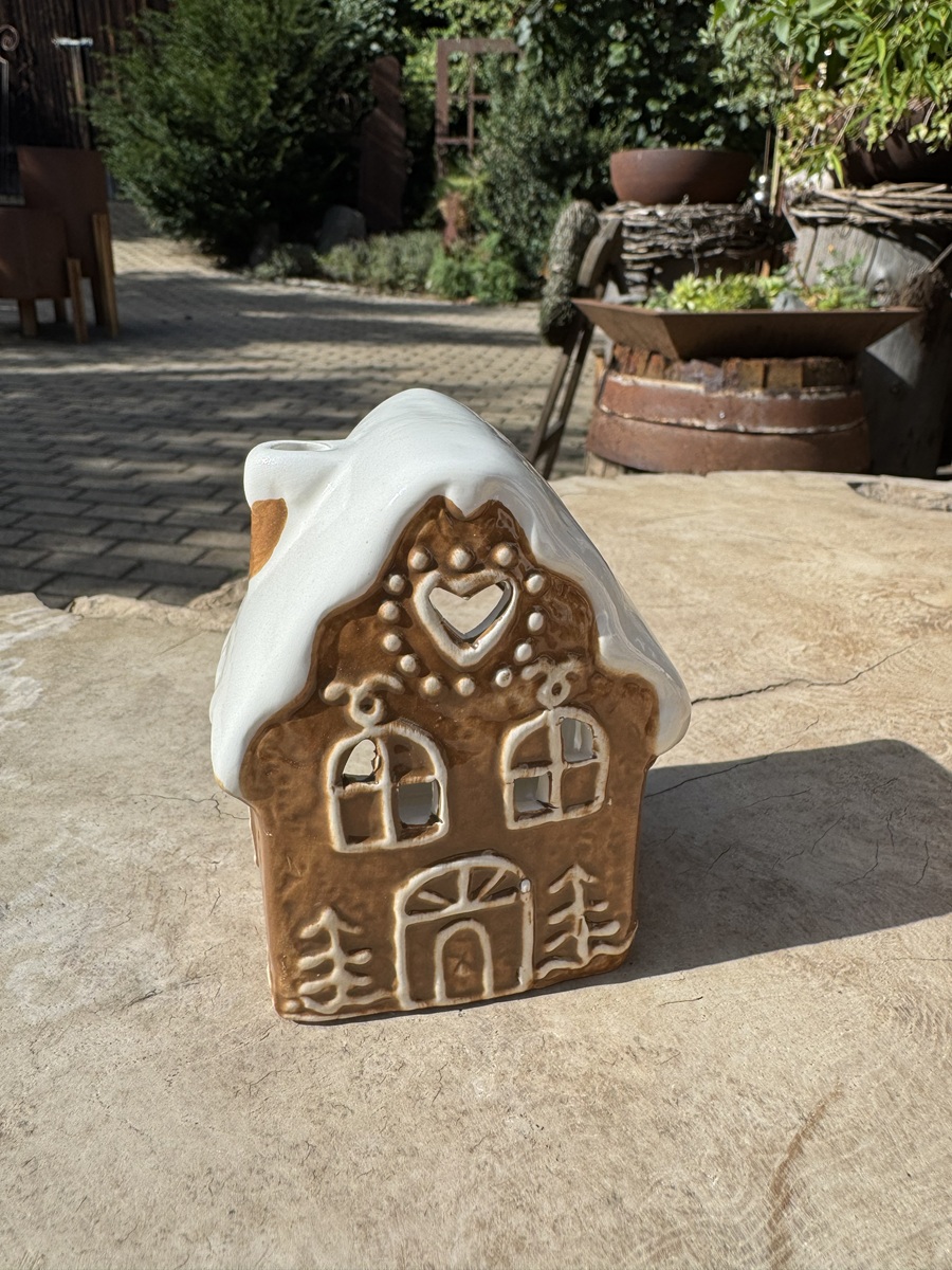 Mini Windlicht Lebkuchen Häuschen ( Nr. 1 ) - Höhe 10,5 cm