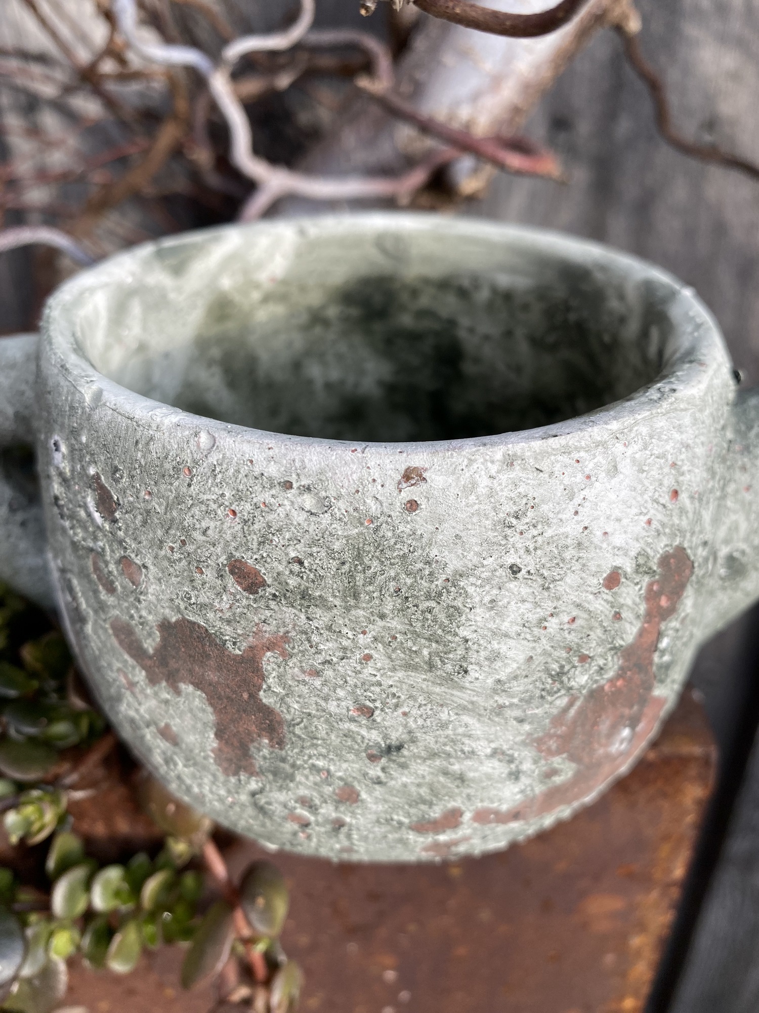 Keramik Kanne klein Natur-Vintage - Höhe 8 cm