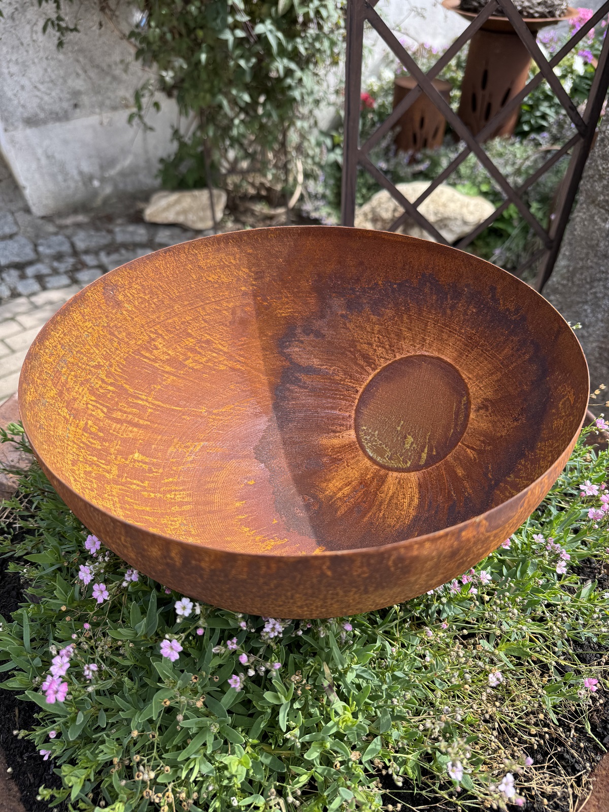 Edelrost Halbkugel Schale - Durchmesser 30 cm