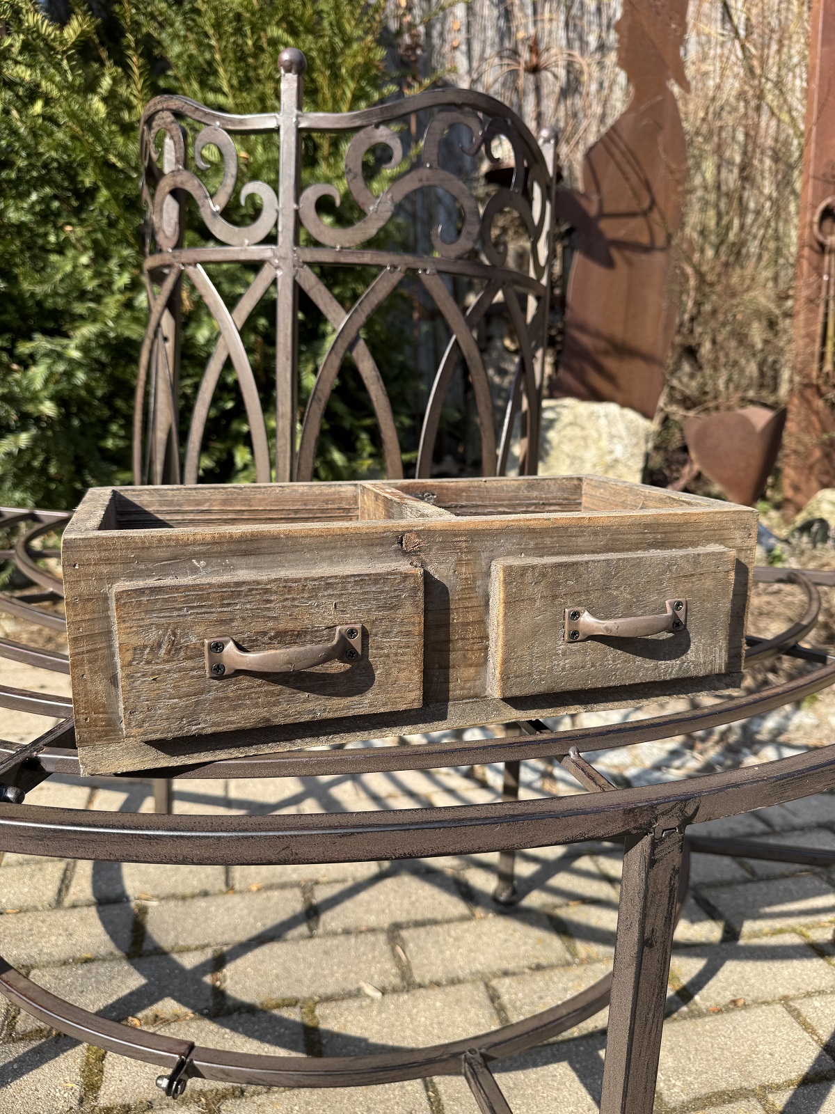 Holz Schublade mit 2 Fächern dunkelbraun - Länge 37,5 cm