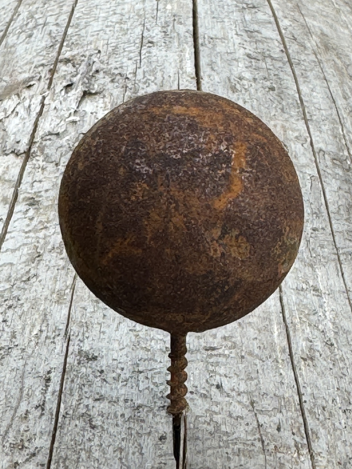 Edelrost Metallkugel groß mit Schraube für Holzengel - Durchmesser 5 cm