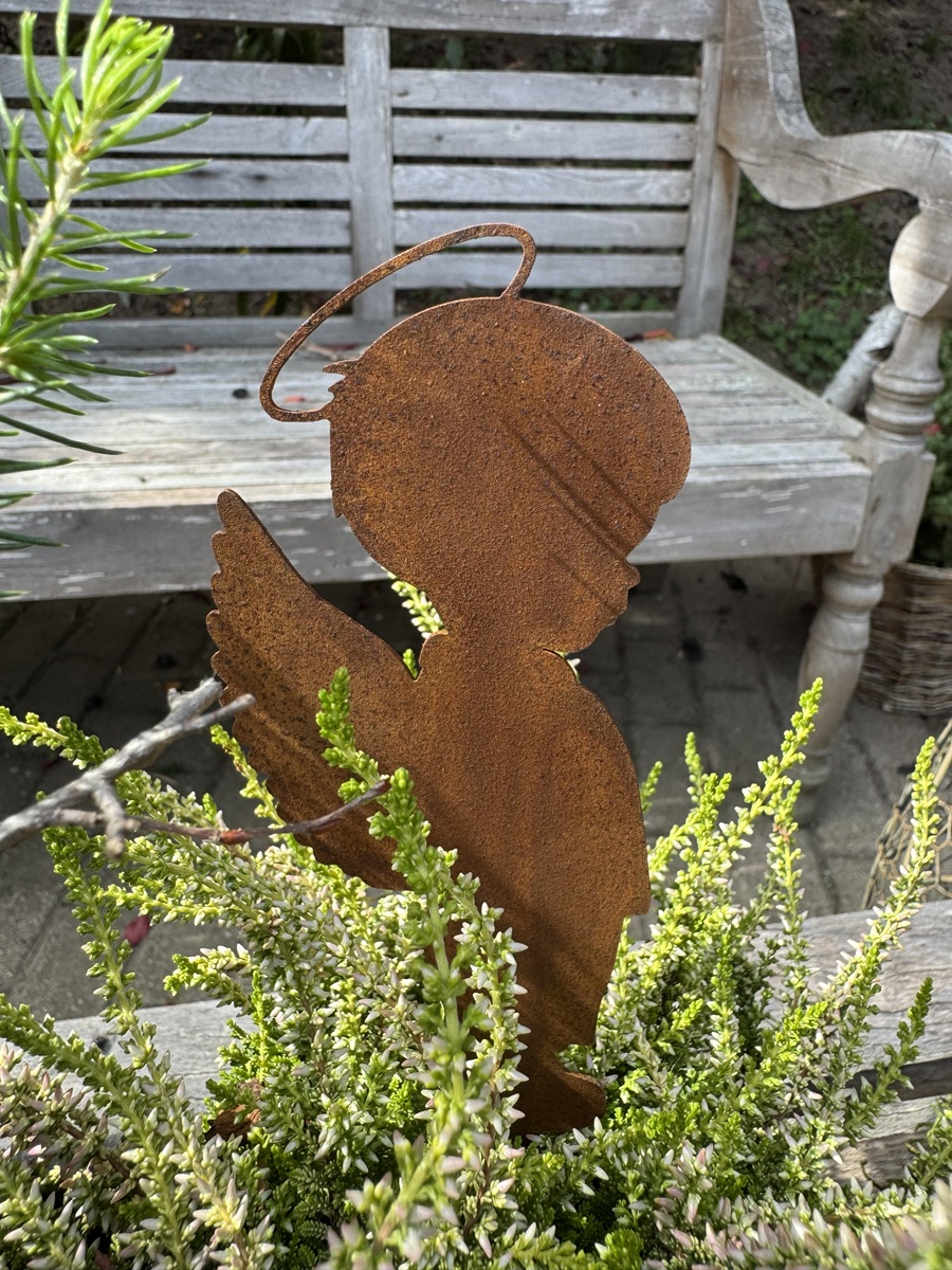 Edelrost Topfstecker Engel Jacob - Höhe 20 cm