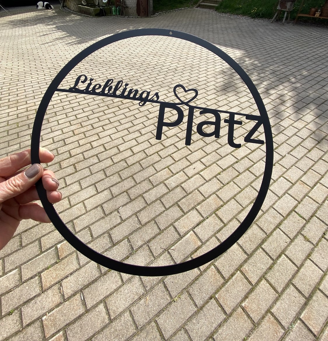 Kreis schwarz Lieblingsplatz mit Herz - Durchmesser 30 cm
