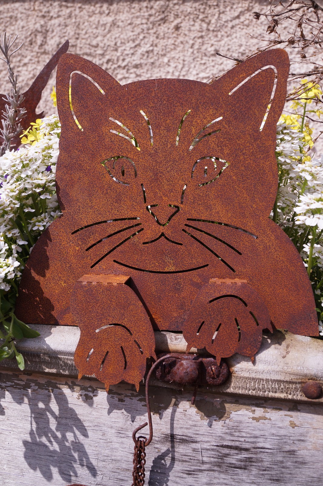 Edelrost Katze Kyra zum Einhaken - Höhe 23 cm