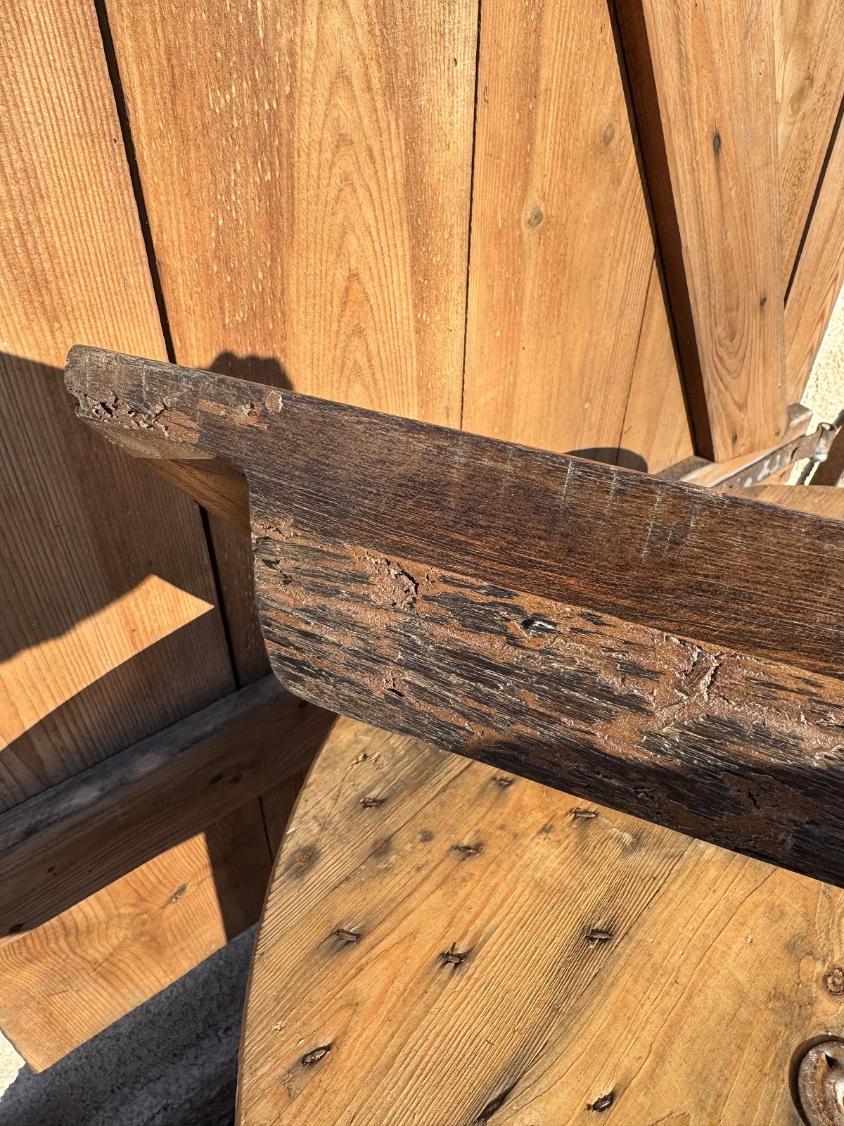 Teak Holz Schale eckige Form braun Antik (altes Holz) - Breite ca. 60 cm