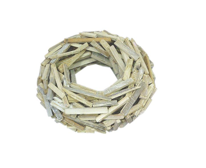 Kranz Holzstücke weiß gekalkt - Durchmesser 40 cm