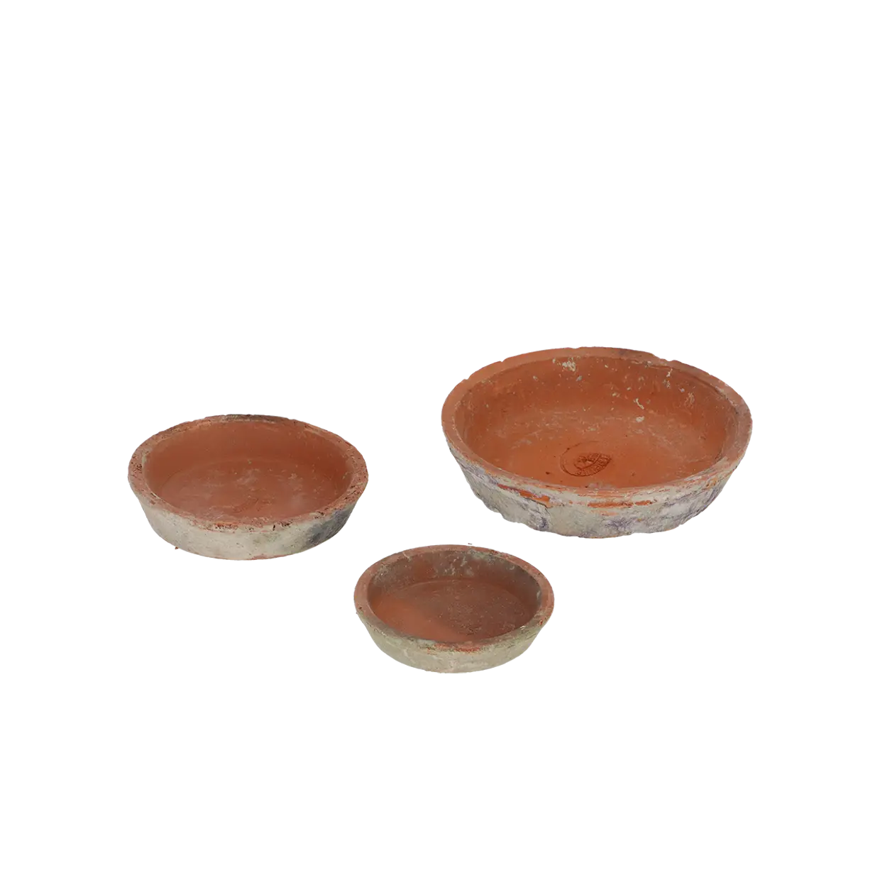3tlg. Terrakotta Untersetzer Antik Look - Durchmesser ca. 10 / 12 / 16 cm