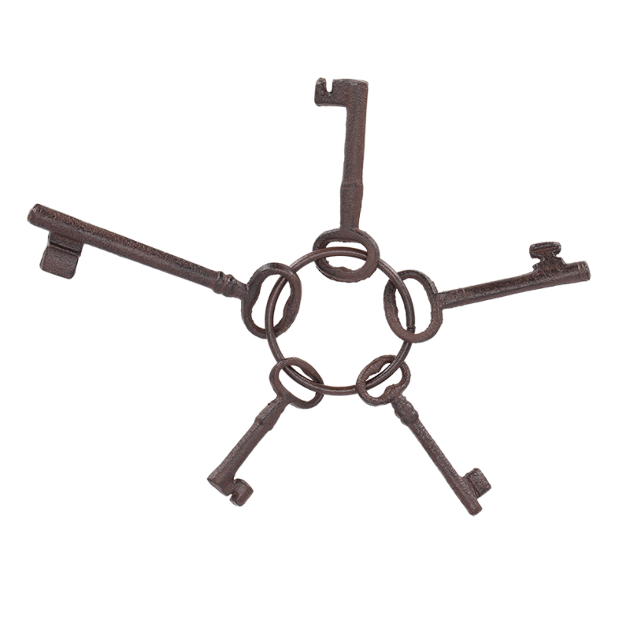 Gusseisen Schlüsselbund mit 5 Schlüsseln - Höhe 21,5 cm