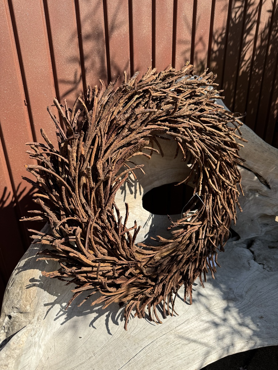 Rattan Naturkranz Daina struppige Form dunkelbraun - Durchmesser ca. 53 cm