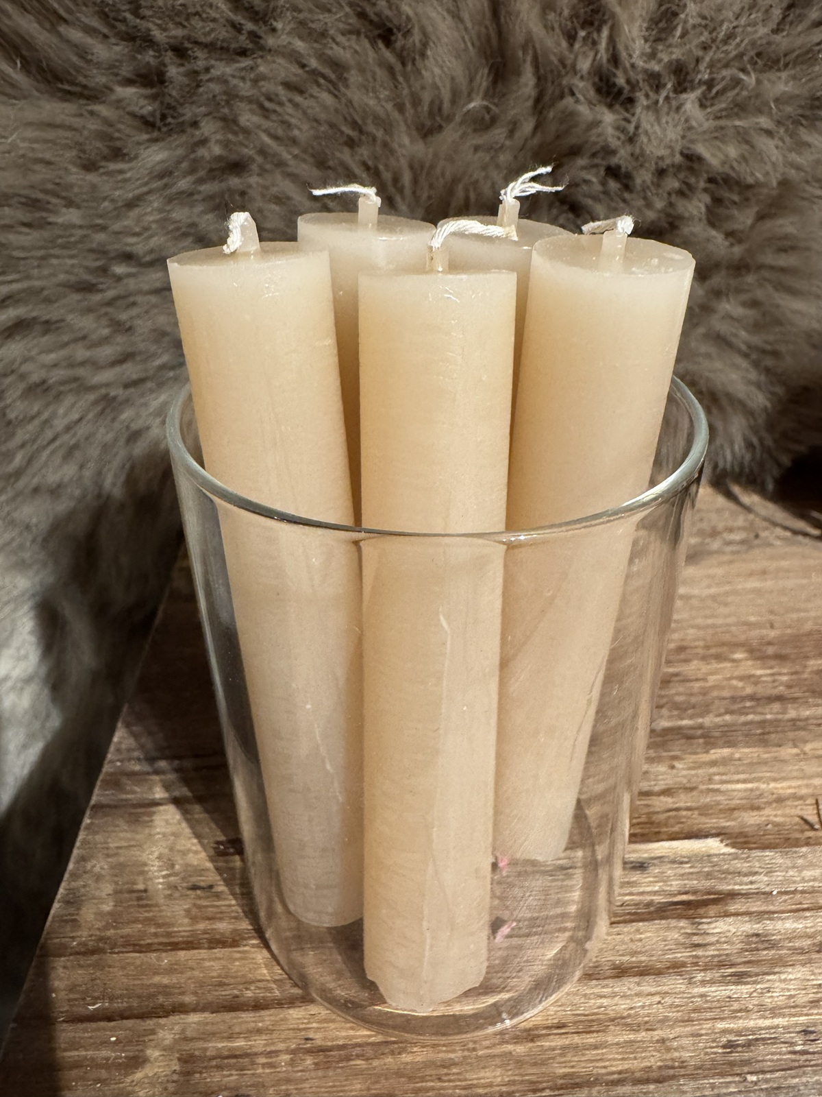 5 Stabkerzen 100 x 20 mm - Farbe Honig
