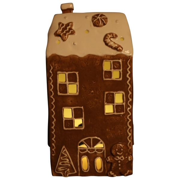 Keramik Windlicht Lebkuchen Haus eckig - Höhe 24 cm