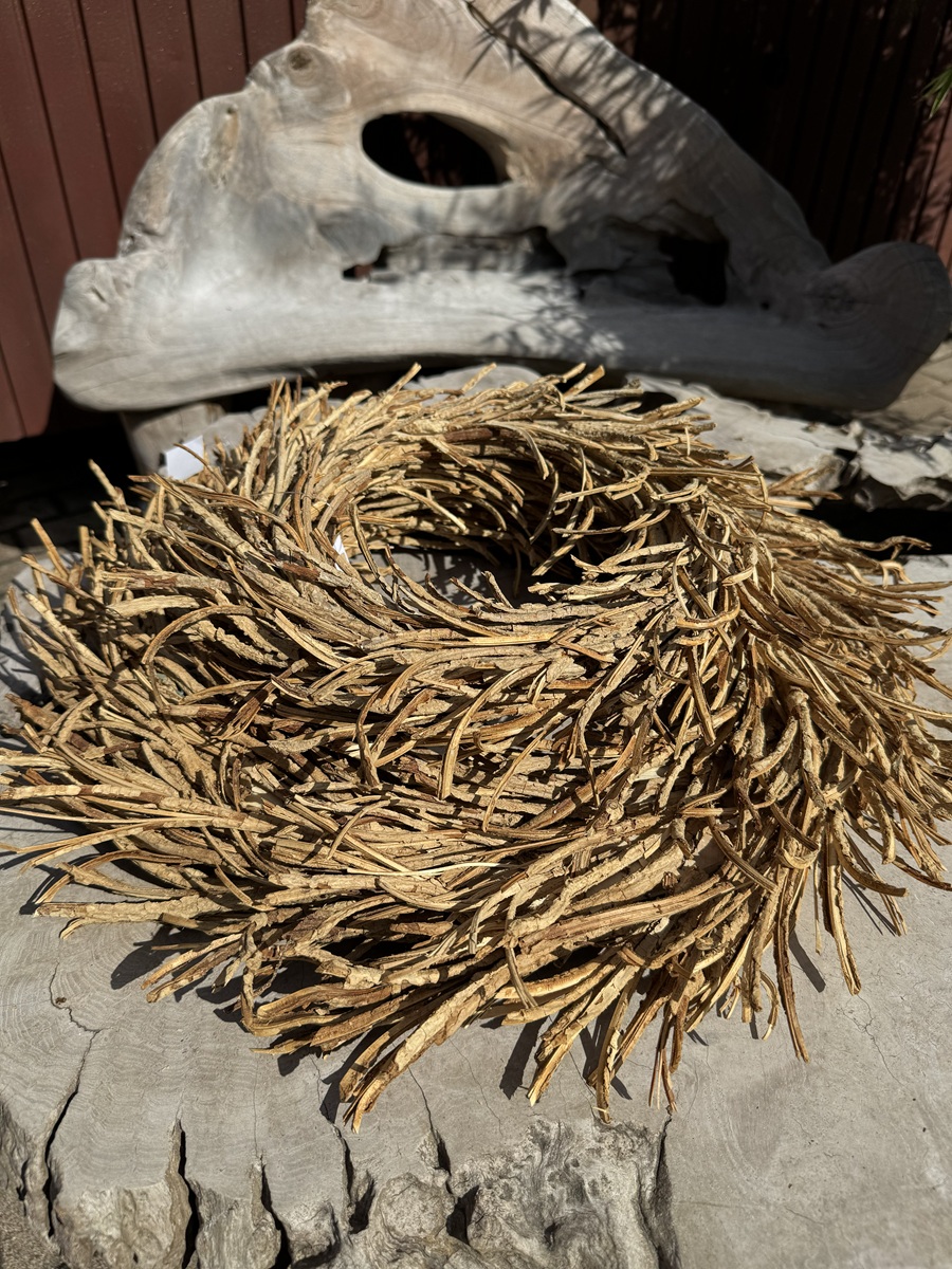 Rattan Naturkranz Daina struppige Form groß Hellbraun/Natur - Durchmesser ca. 53 cm