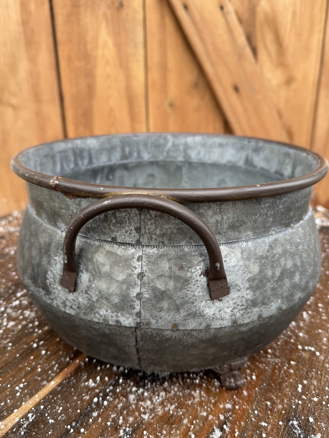 Zink Topf Serita mittel mit Henkeln und Standfüßen - Durchmesser 25,5 cm