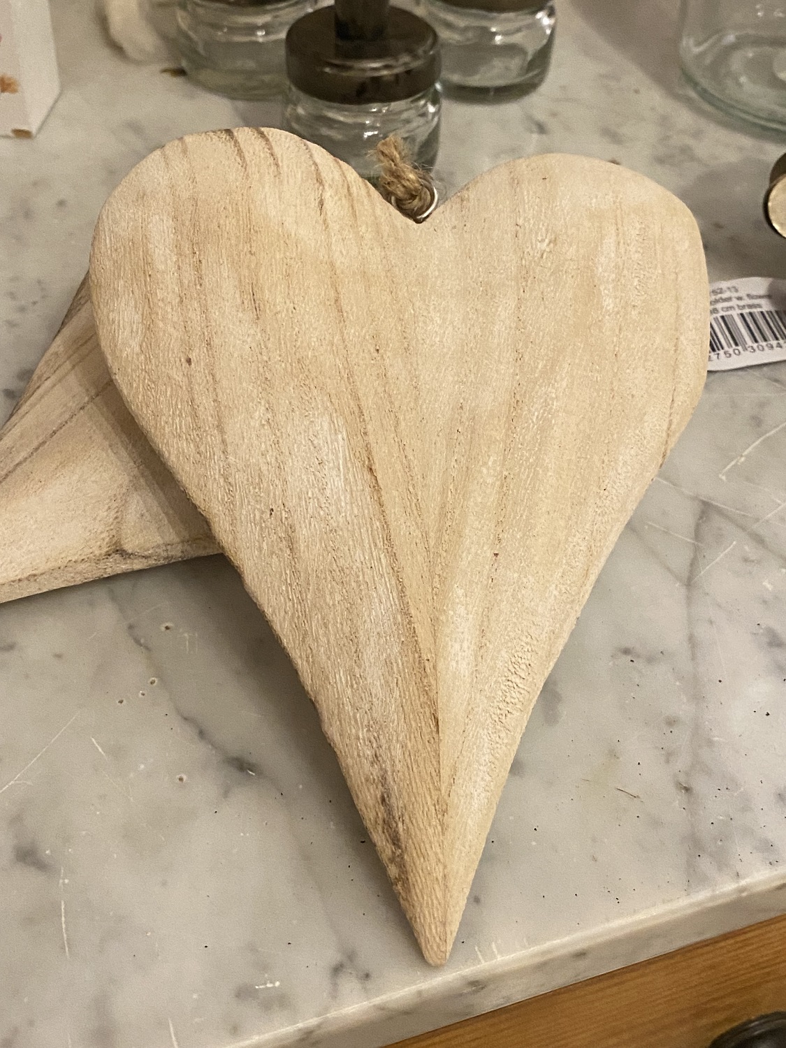 Holz Herz groß naturbelassen zum Hängen - Höhe 16 cm