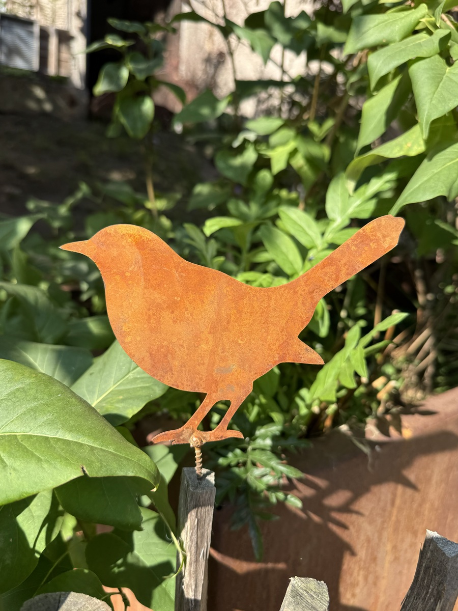 Edelrost Vogel Leon zum Schrauben - Höhe 11 cm