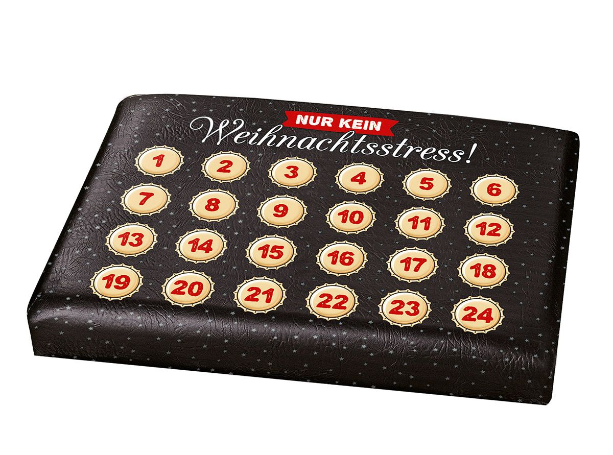 Kunststoff Sitzpolster Aufsatz für Getränke- / Bierkisten mit Spruch - Advent