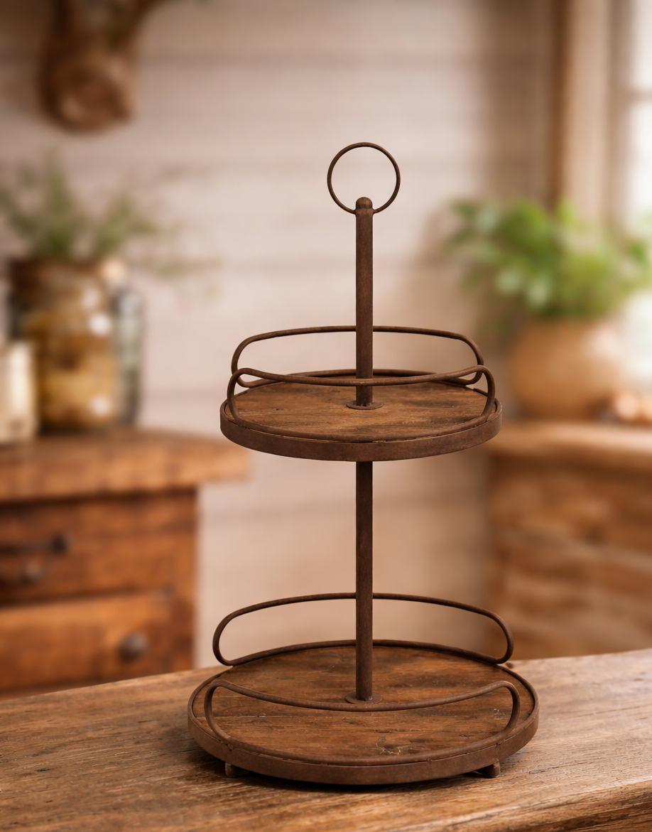 Etagere Altholzböden mit Metall Rostoptik - Höhe ca. 66 cm