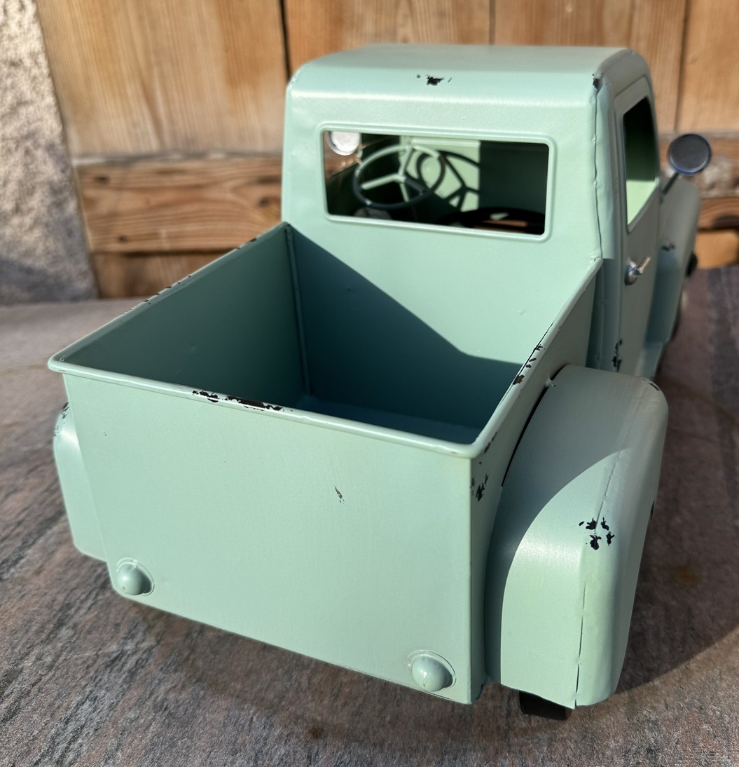 Metall Retro Fahrzeug mint mit offener Ladefläche - Länge ca. 42 cm