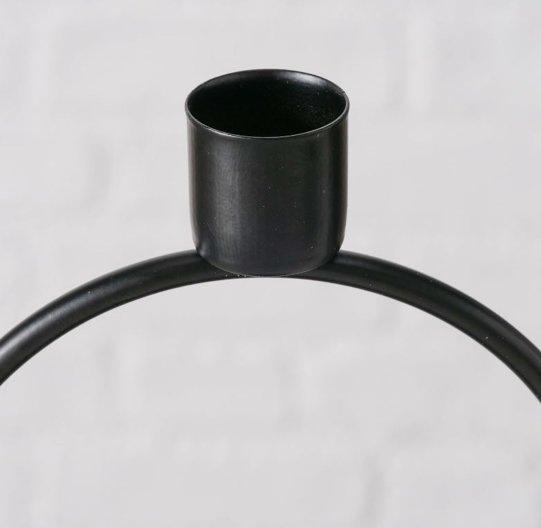 Kerzenleuchter Oval hoch schwarz für Stabkerzen