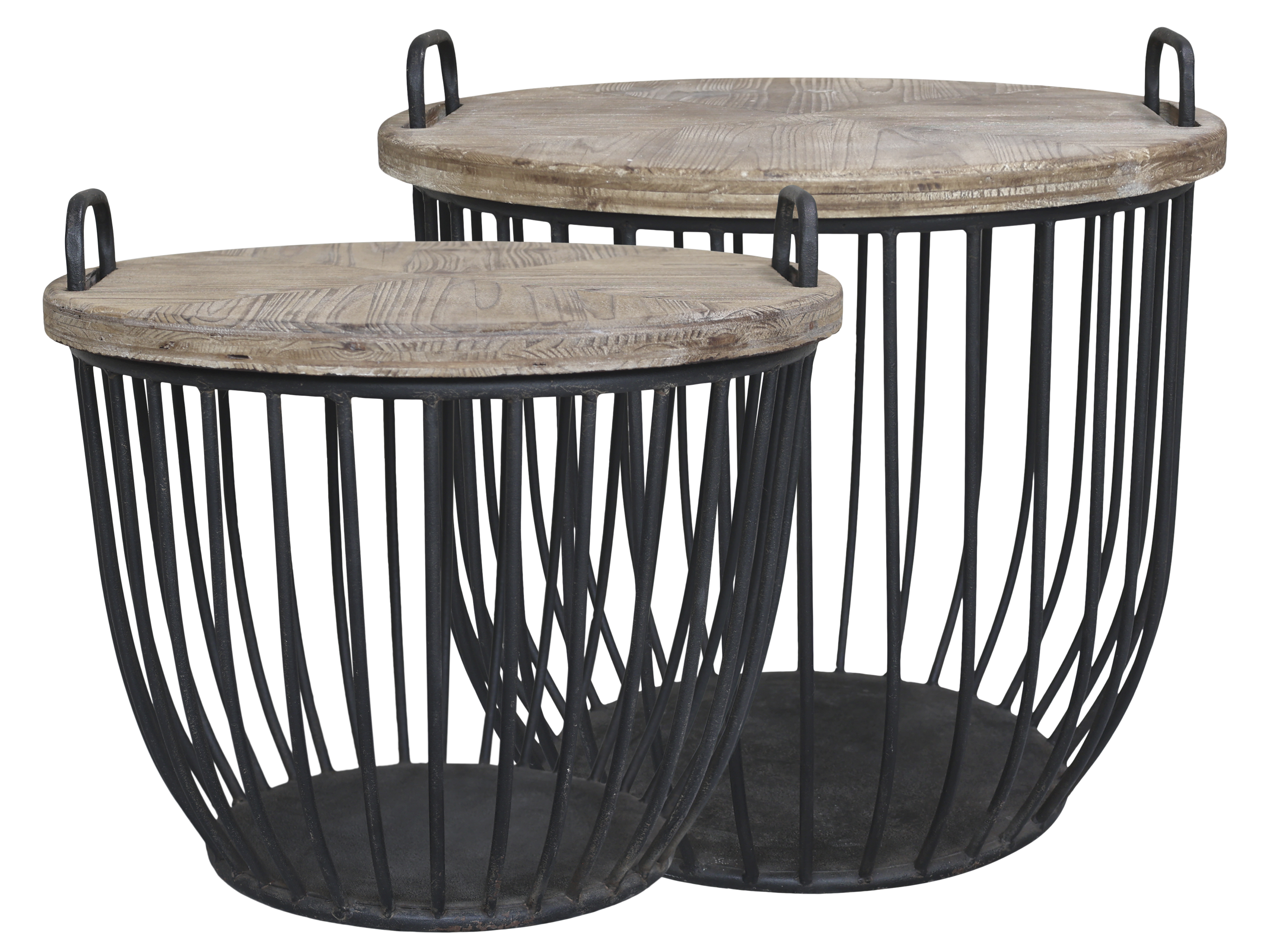 1 Beistelltisch groß mit Holzdeckel antique schwarz - Höhe 54 cm