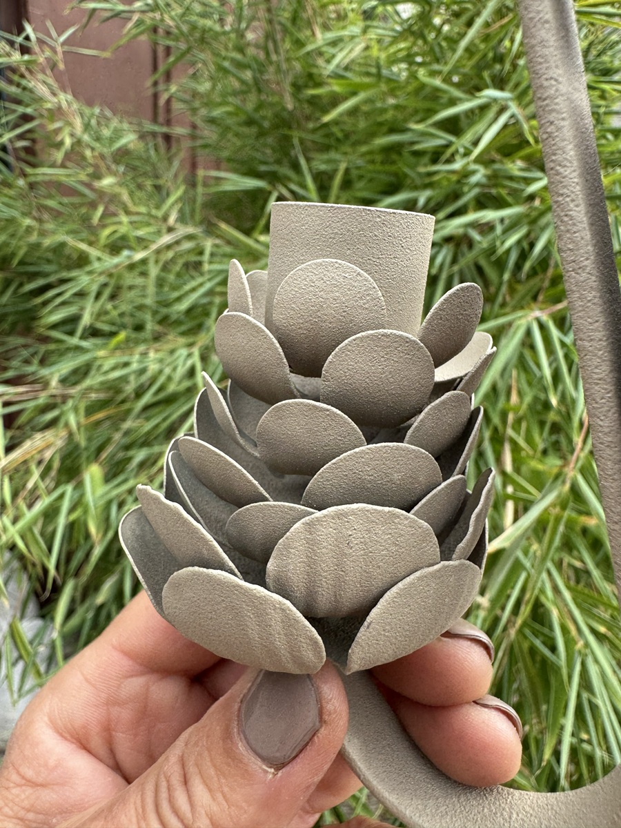 Metall Tafelkerzenhalter Zapfen Creme für Gläser - Höhe 13,5 cm