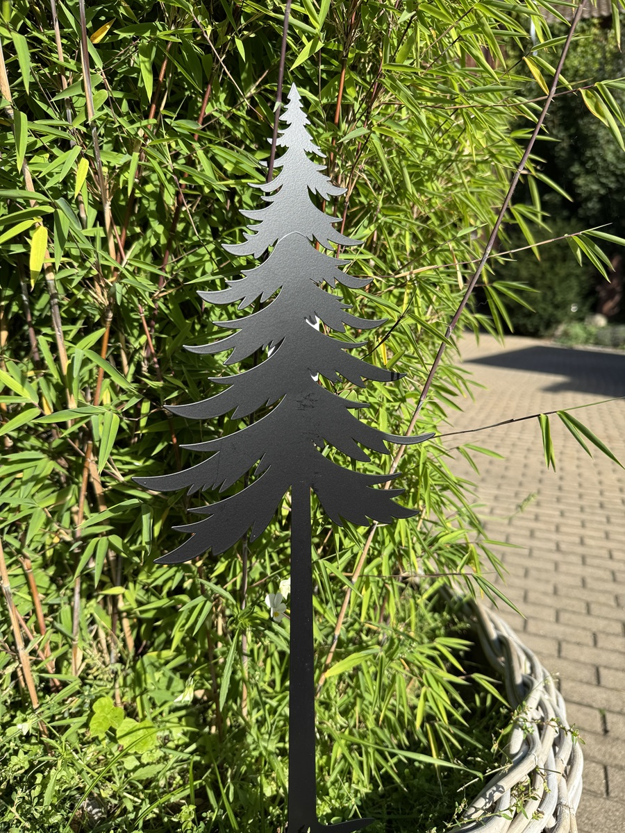Metall Tannenbaum Schwarz zum Stecken - Höhe 50 cm + 13 cm Stecker