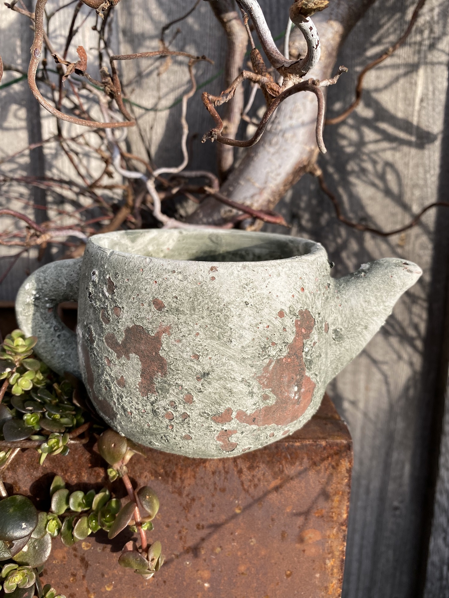 Keramik Kanne klein Natur-Vintage - Höhe 8 cm