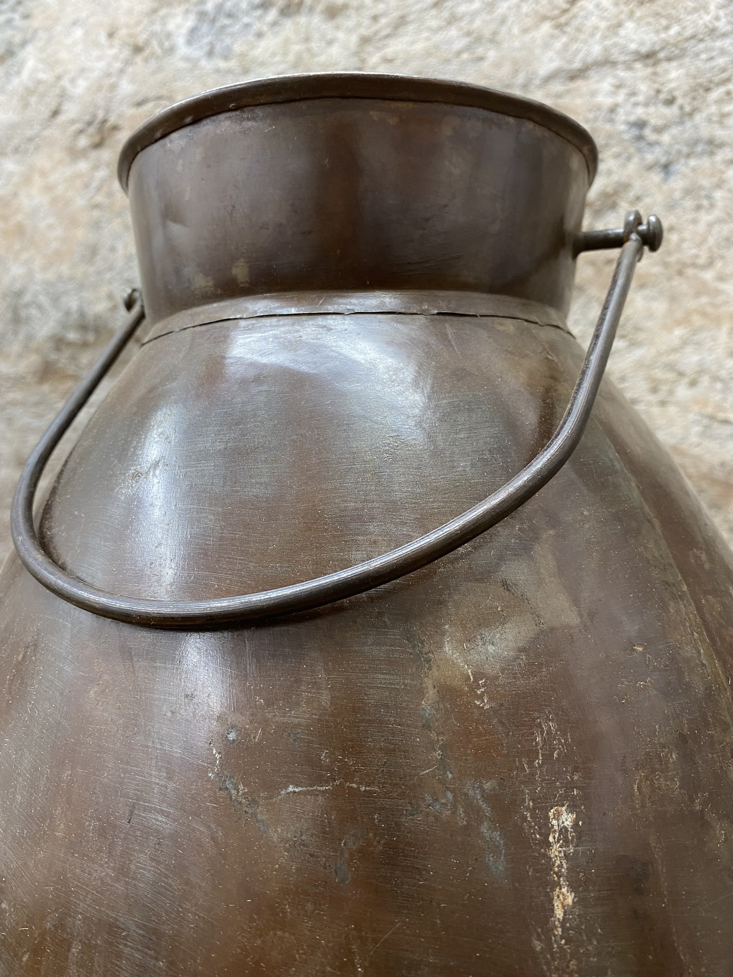 Eisen Kanne Nostalgie braun mit Henkel - Höhe 34 cm