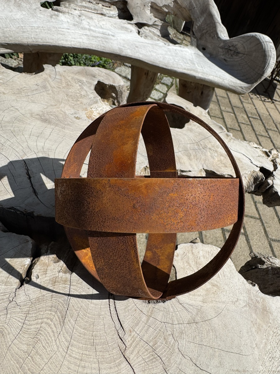 Edelrost Mini Bänderkugel - Durchmesser 15 cm