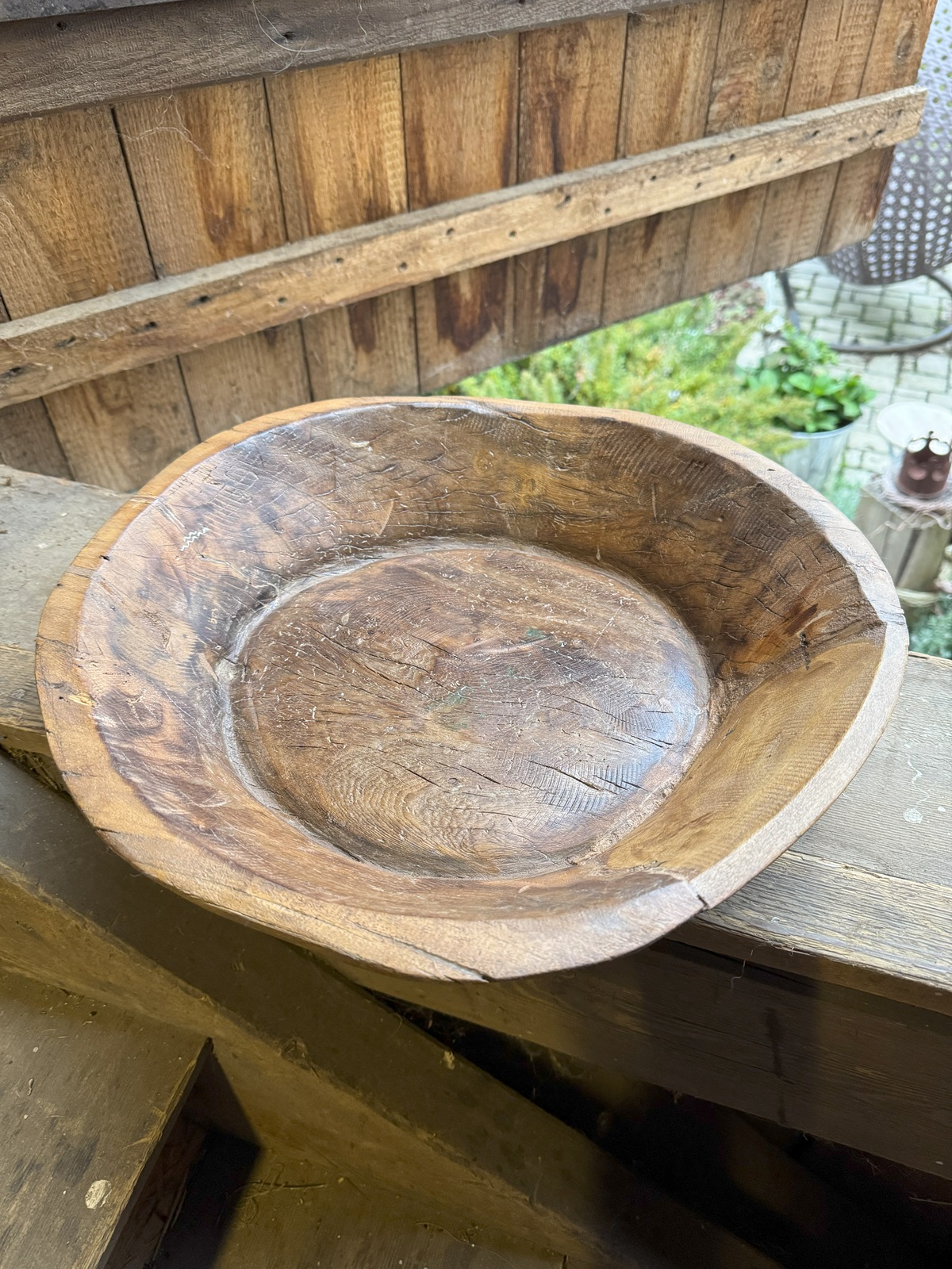 Teak Holz Schale Grino braun Antik (altes Holz) - Breite ca. 30 - 35 cm