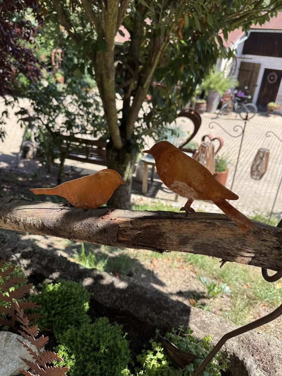 Edelrost Vogel Michel mit Schraubgewinde