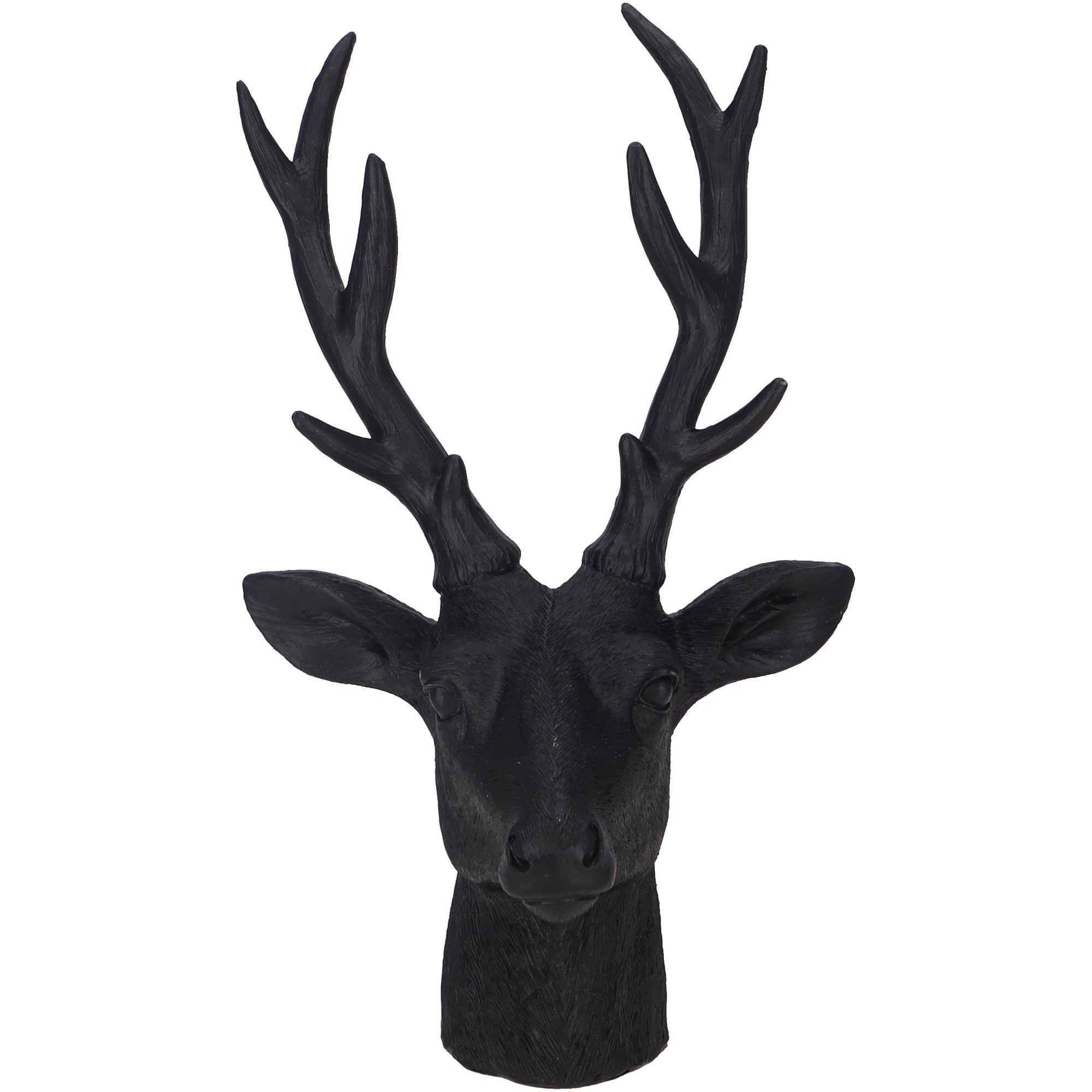 Polyresin Hirschkopf schwarz klein - Höhe 20,5 cm