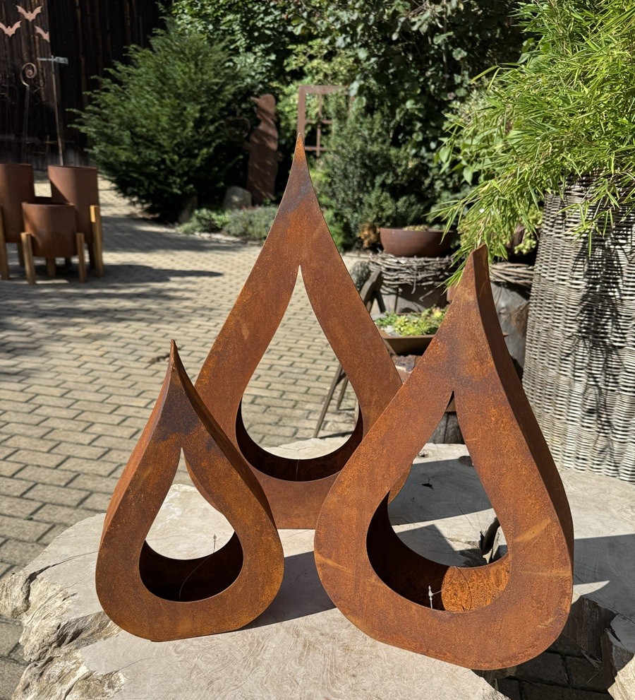 Edelrost Flamme klein zum Stellen - Höhe 30 cm