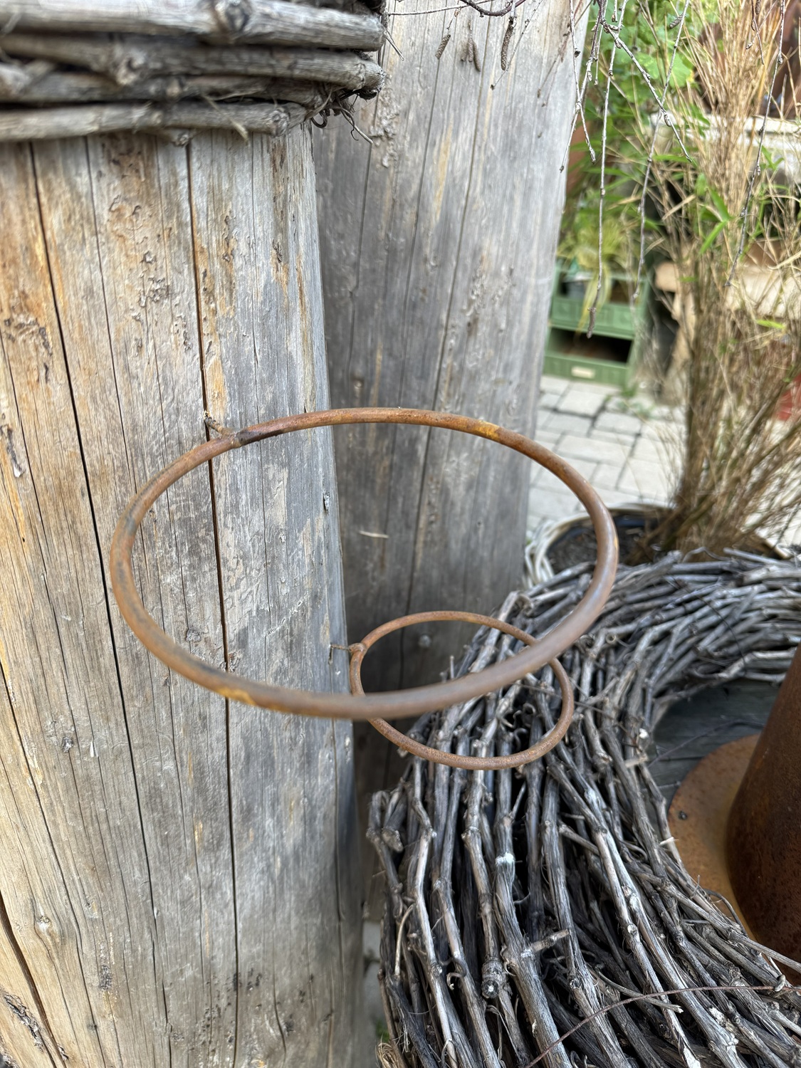 Edelrost Topfhalter Ring mit Schraube - Durchmesser 15 cm
