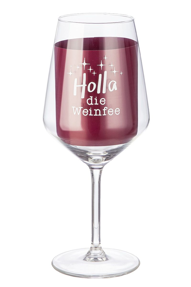 Weinglas mit Spruch - Holla die Weinfee