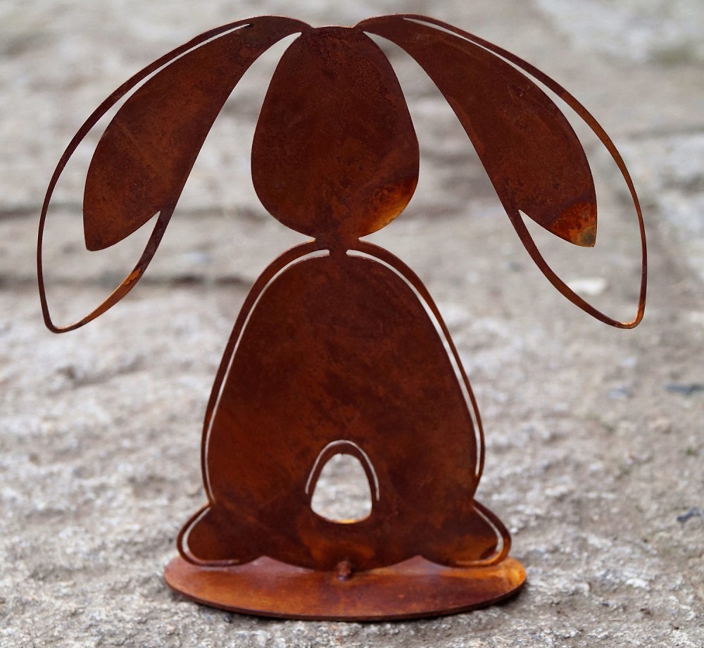 Edelrost Hase mit Schlappohren - Höhe 15 cm
