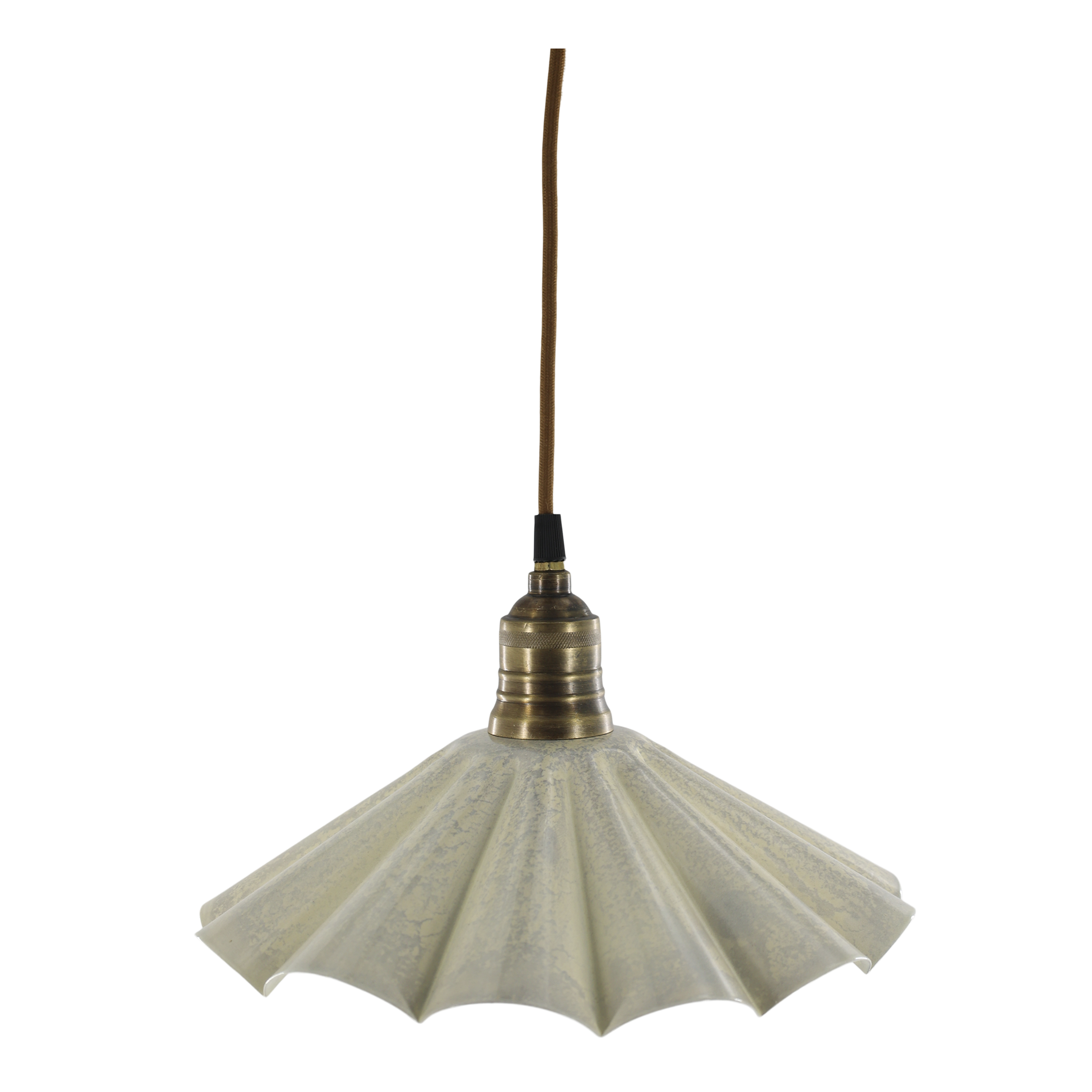 Emaille Deckenlampe wellige Form creme - Durchmesser 30 cm
