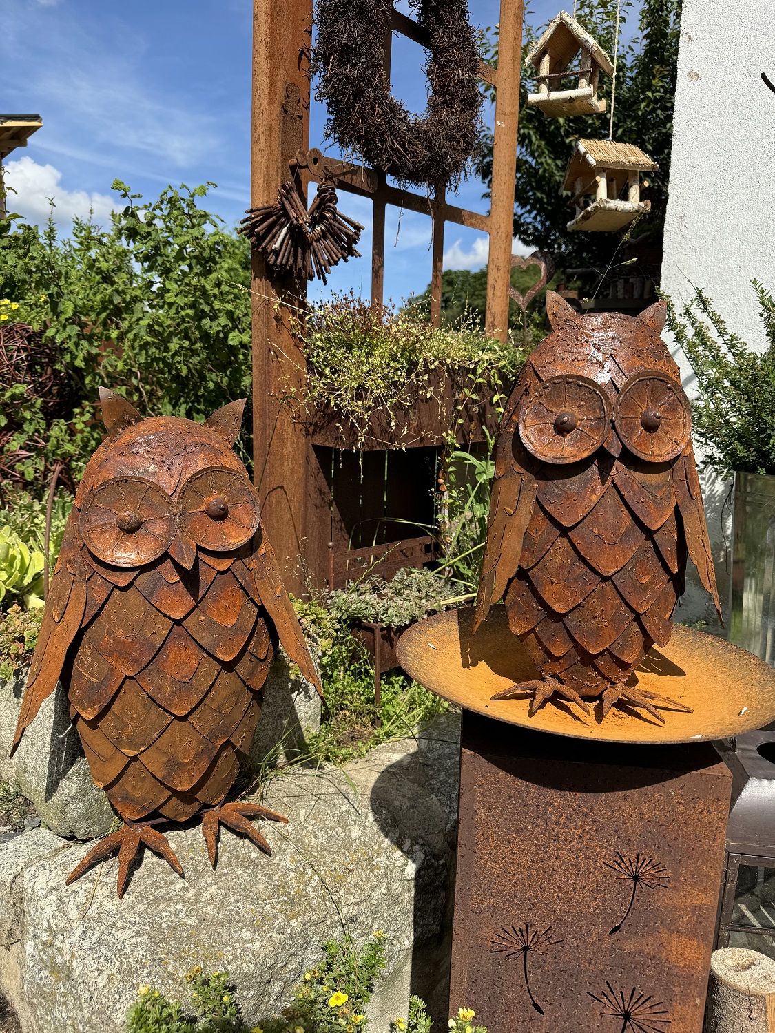 Edelrost Eule groß 3D Optik - Höhe 60 cm