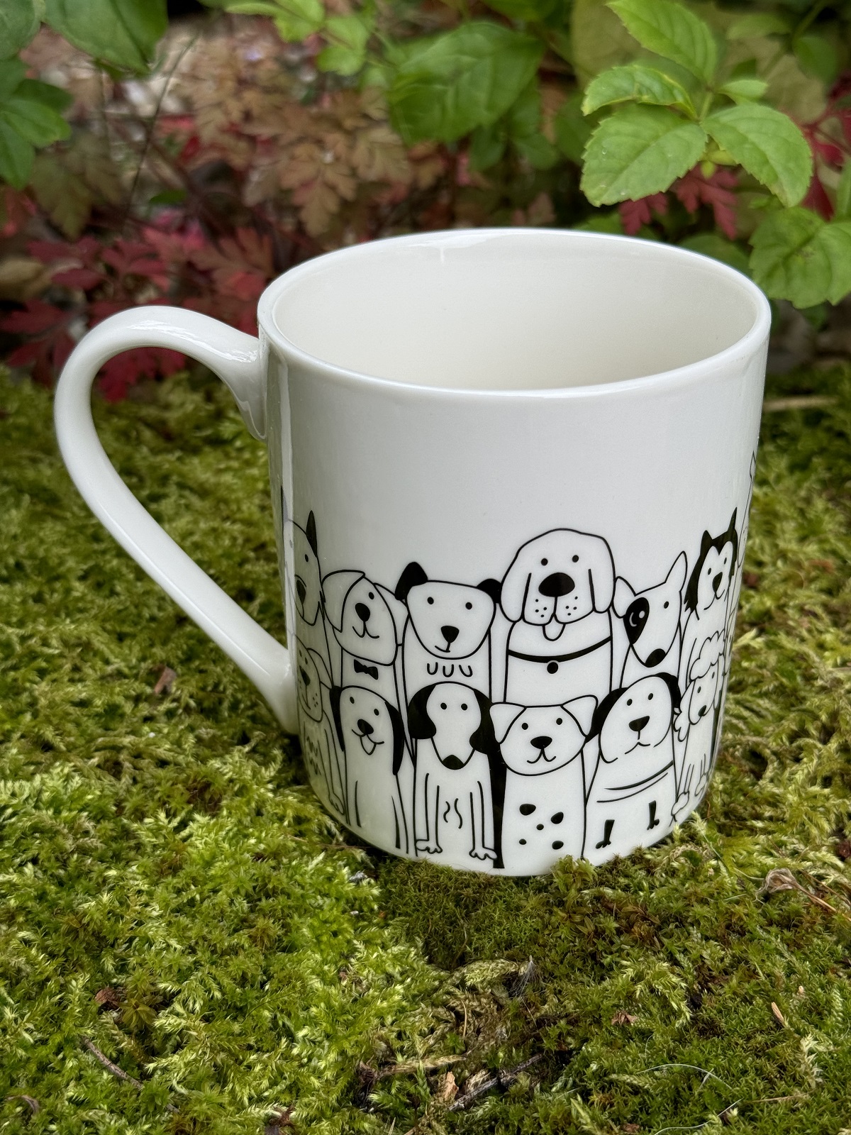 Becher Hundebande Porzellan weiß/schwarz