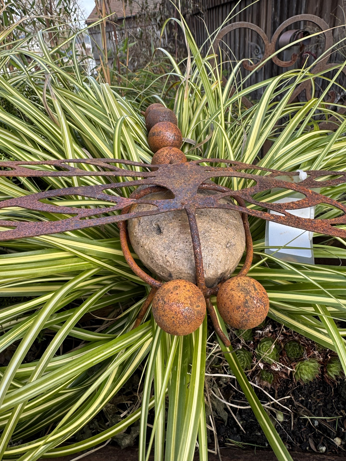 Edelrost Steinlibelle 3D Form - Länge 30 cm