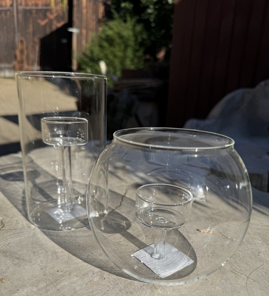 Glas Windlicht Kugelform mit integriertem Teelichthalter aus Glas – Ø 13 cm