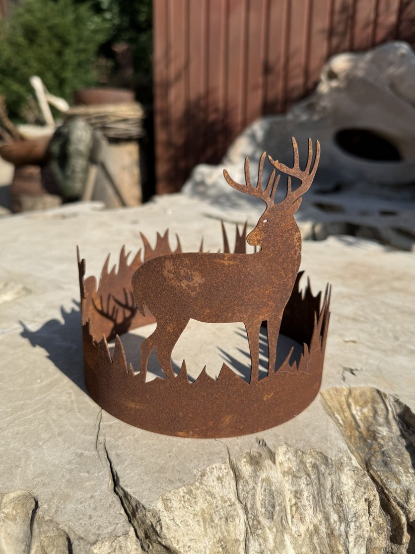 Edelrost Deko-Ring mit Hirsch & Reh – Ø 15 cm