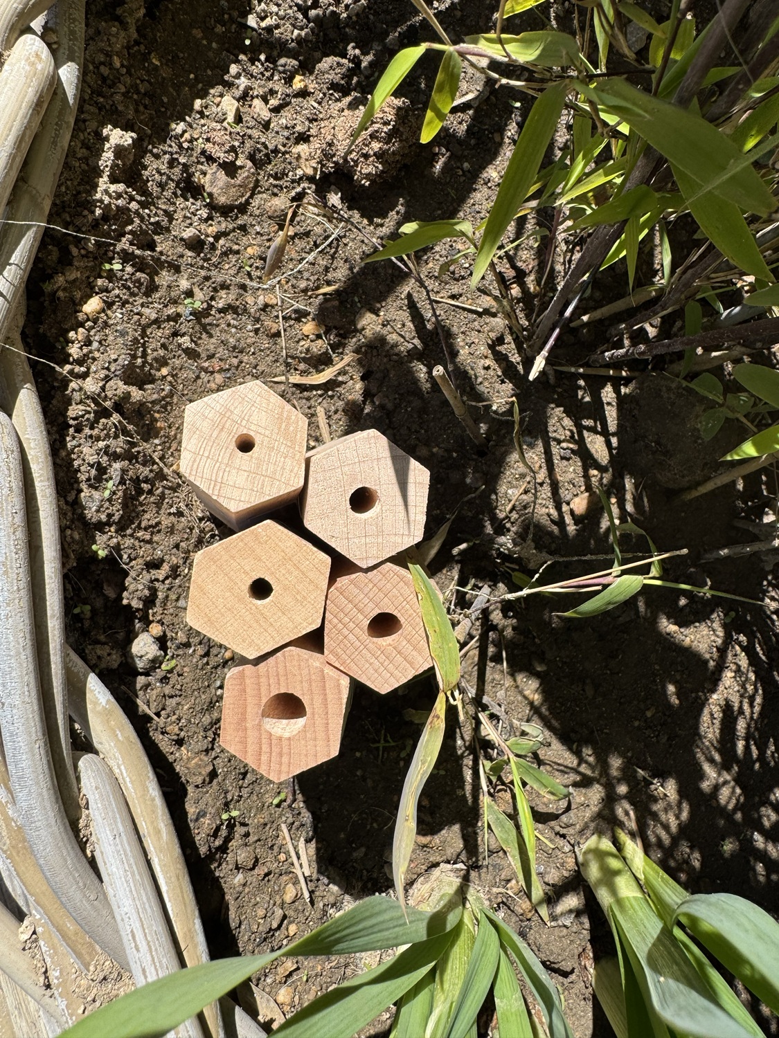 6tlg. Buchenholz Bienenhaus für Solitärbienen - Länge je Holz 9 cm