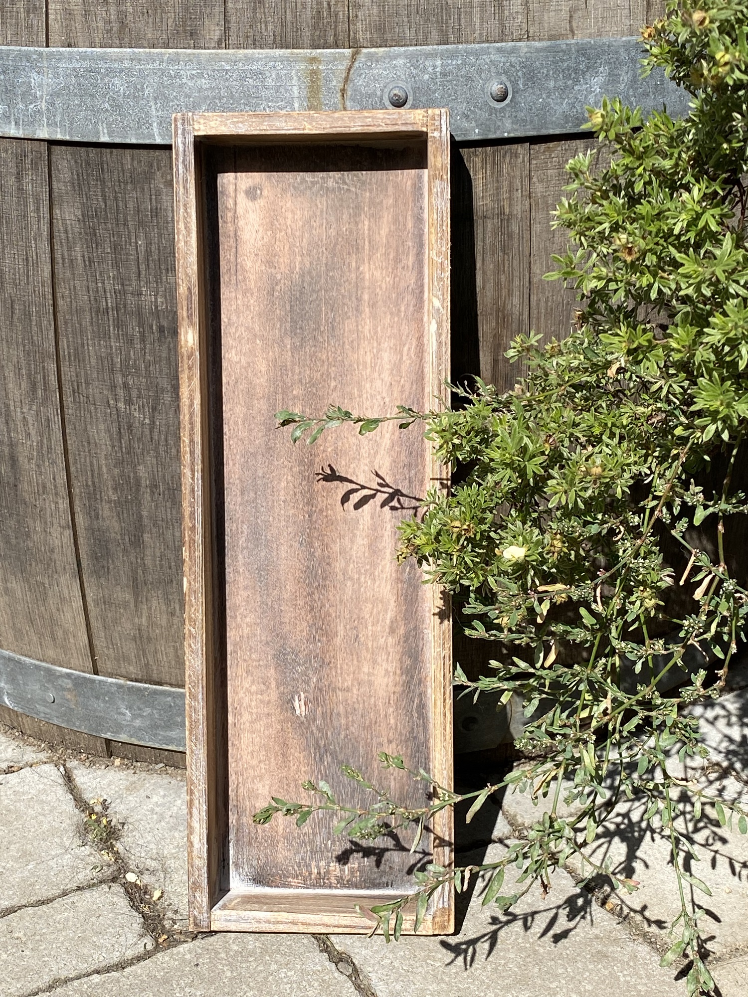 Holz Deko Tablett rechteckig grau/braun - Länge 40 cm