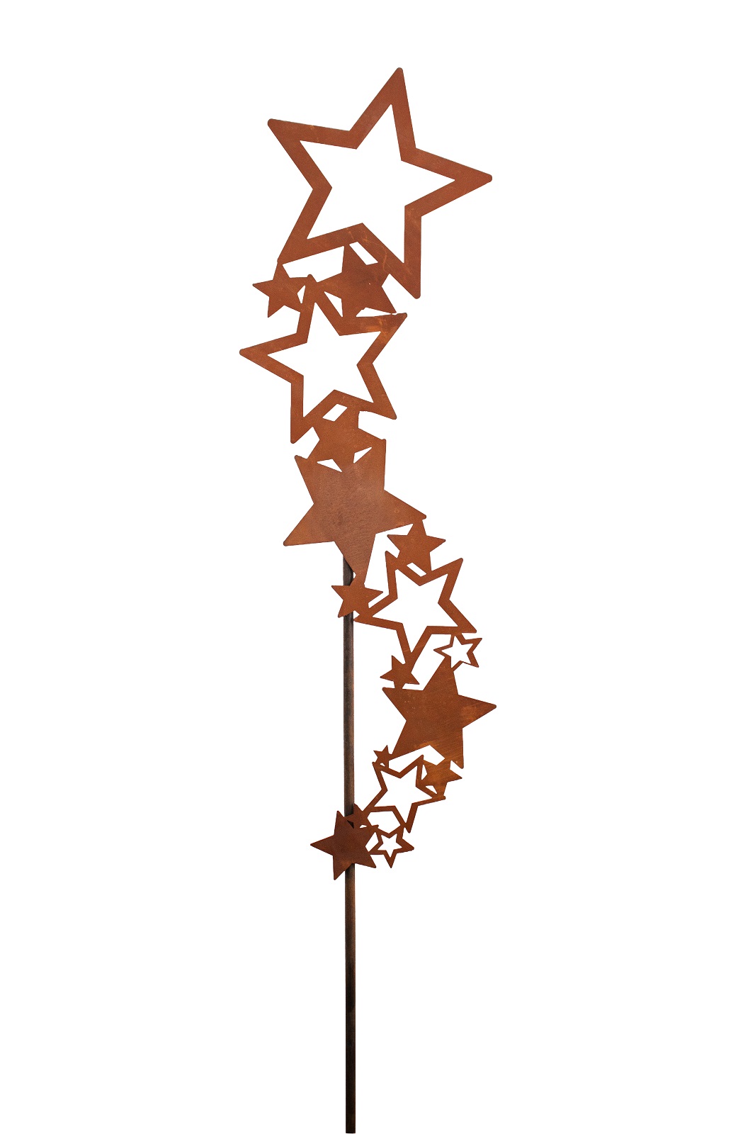 Edelrost Sternchenreihe an Stab - Gesamthöhe 100 cm