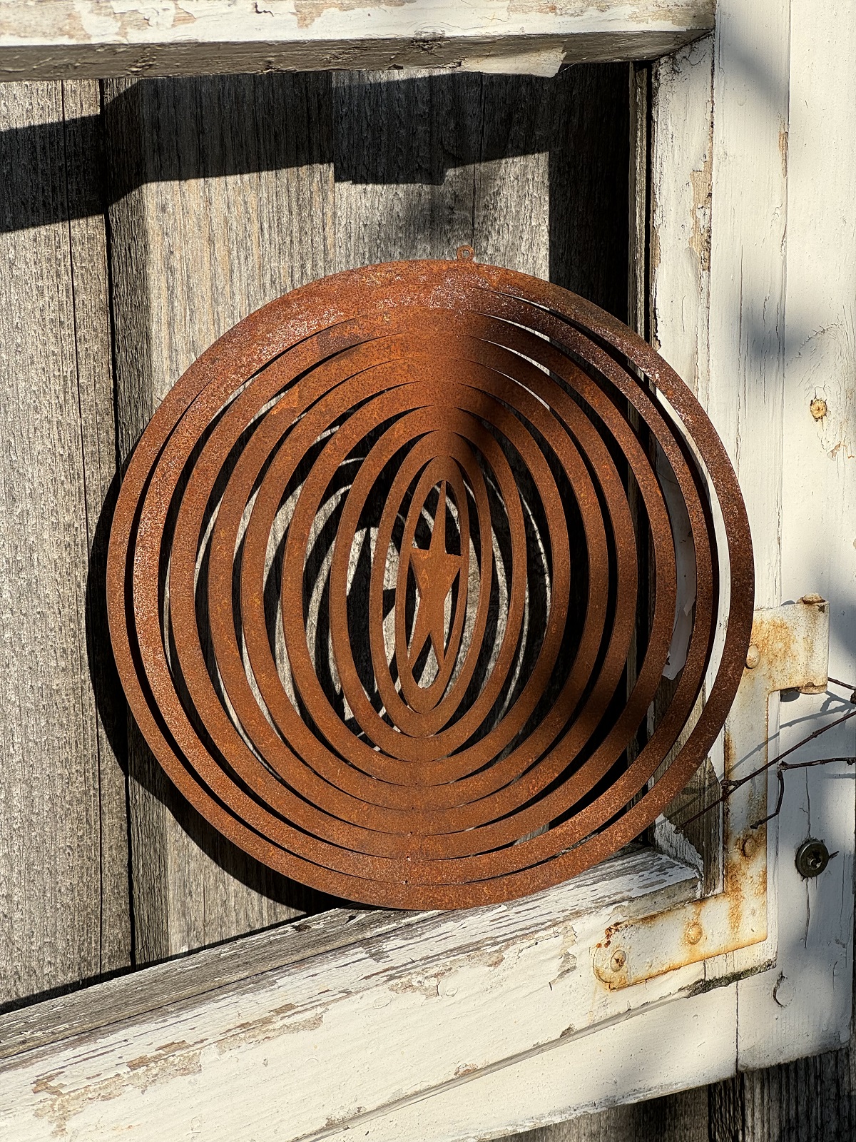 Edelrost Windspiel mit Stern runde Form - Durchmesser 18 cm